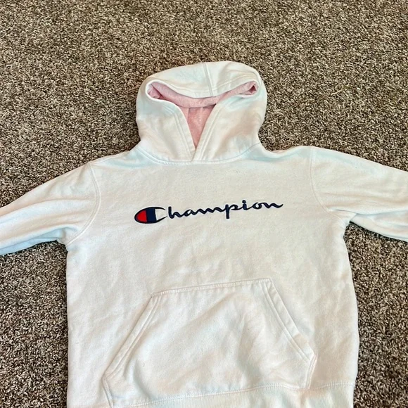 Champion Shirts Tops White Champion Hoodie For Kids Size Medium Poshmark